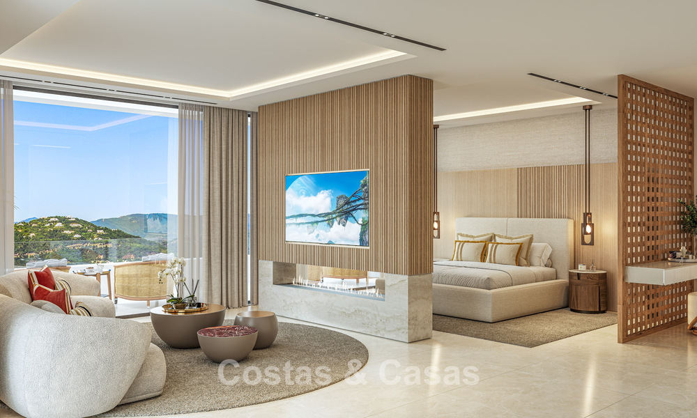 Villa de lujo de diseño con vistas panorámicas al mar en venta en un exclusivo resort de golf cerrado en Marbella - Benahavís 799033