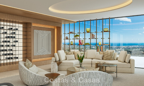 Villa de lujo de diseño con vistas panorámicas al mar en venta en un exclusivo resort de golf cerrado en Marbella - Benahavís 799036