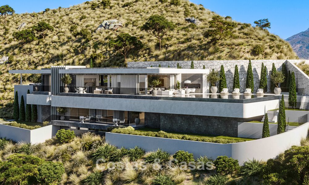 Villa de lujo de diseño con vistas panorámicas al mar en venta en un exclusivo resort de golf cerrado en Marbella - Benahavís 799055