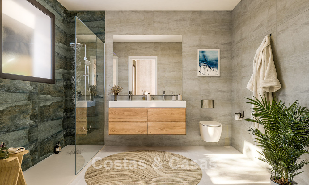 ¡Lanzamiento! Modernas viviendas adosadas en un entorno de golf privilegiado en Estepona 800556