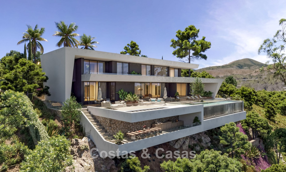 Villa de lujo de última generación en venta en las tranquilas colinas de Marbella - Benahavís con vistas al valle verde y al mar 800725