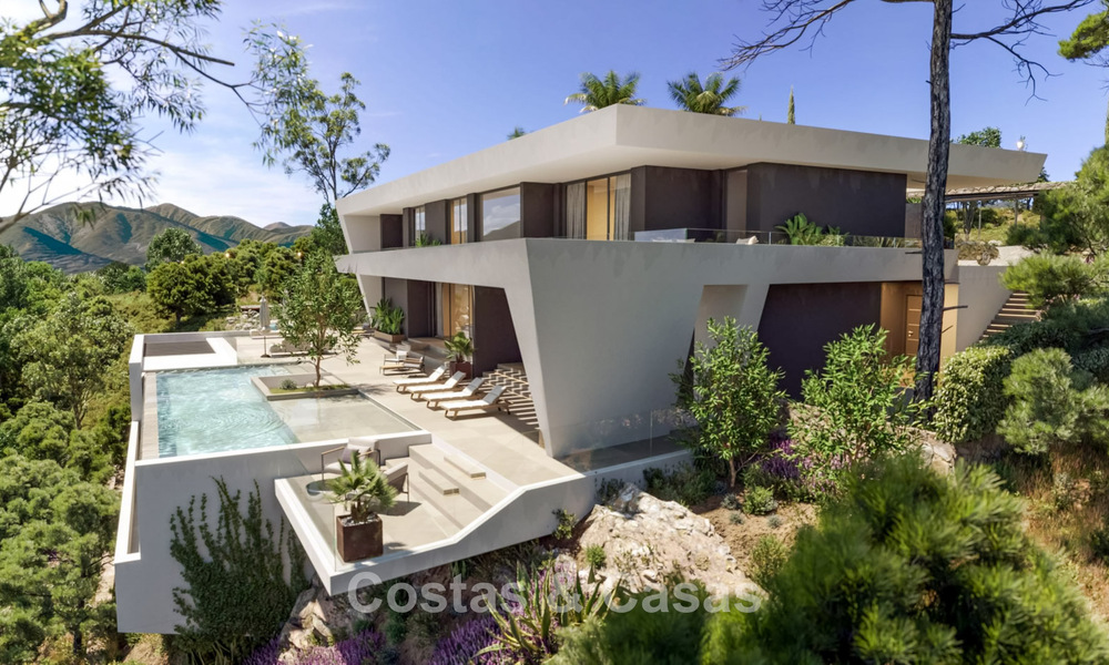 Villa de lujo de última generación en venta en las tranquilas colinas de Marbella - Benahavís con vistas al valle verde y al mar 800727