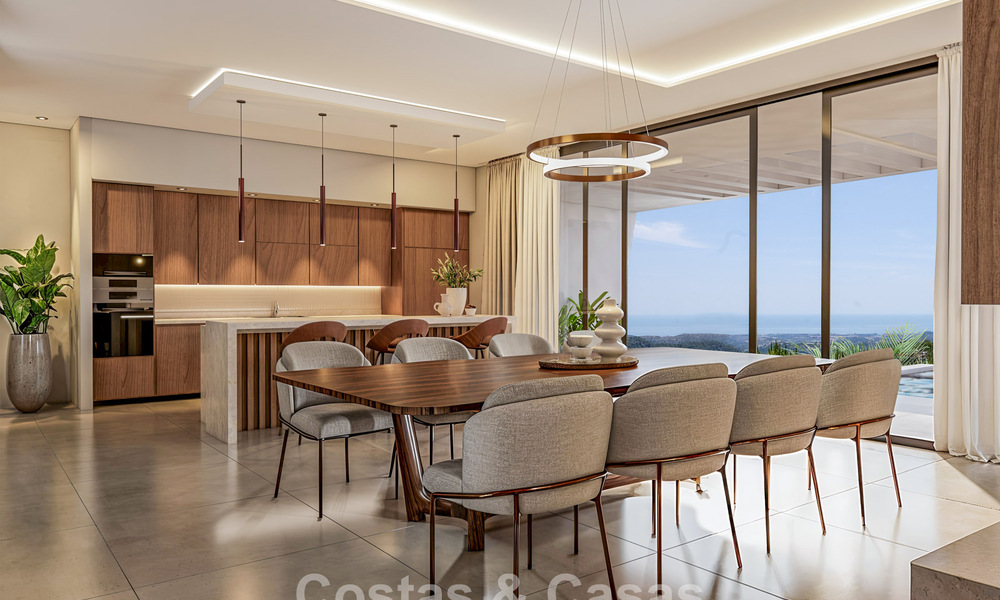 Villa de lujo de última generación en venta en las tranquilas colinas de Marbella - Benahavís con vistas al valle verde y al mar 800728