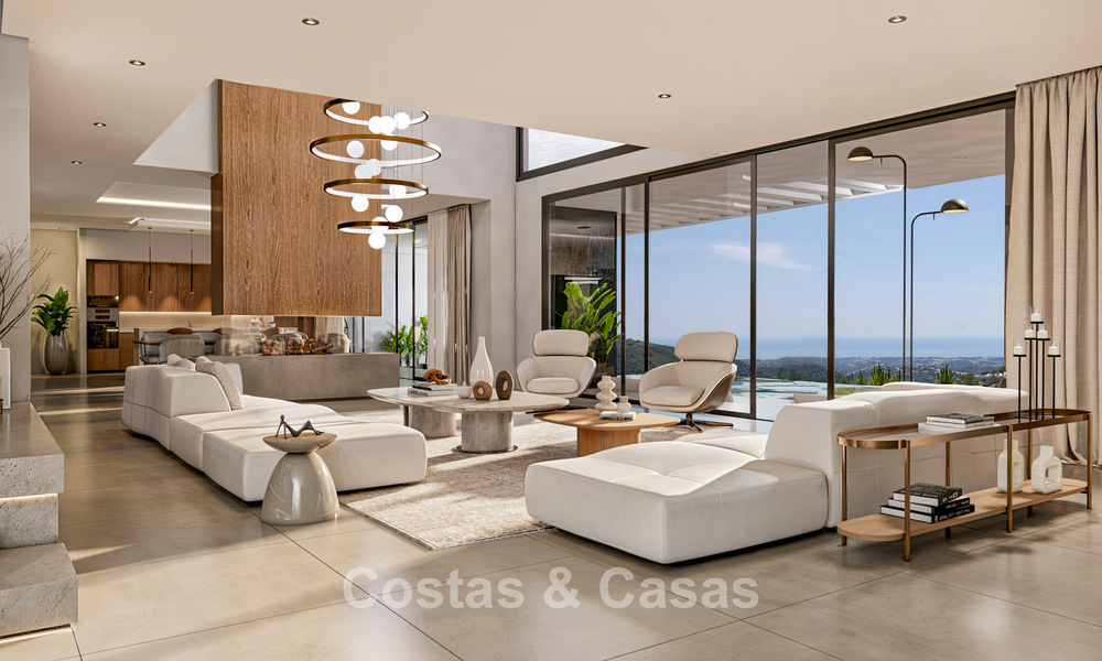 Villa de lujo de última generación en venta en las tranquilas colinas de Marbella - Benahavís con vistas al valle verde y al mar 800729