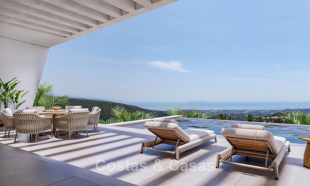 Villa de lujo de última generación en venta en las tranquilas colinas de Marbella - Benahavís con vistas al valle verde y al mar 800731