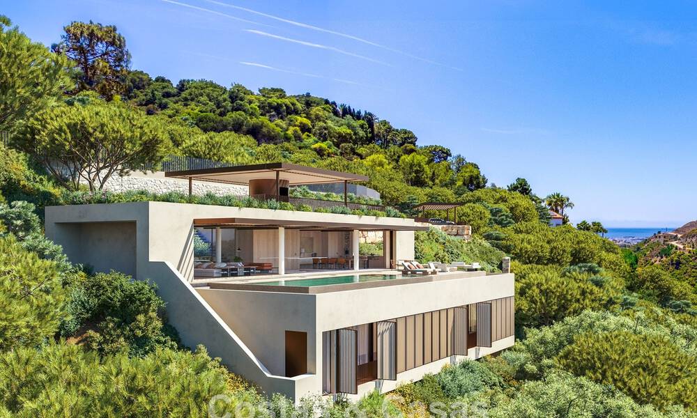 Villa de diseño de vanguardia con vistas panorámicas al mar en venta en El Madroñal, Marbella - Benahavís 801876
