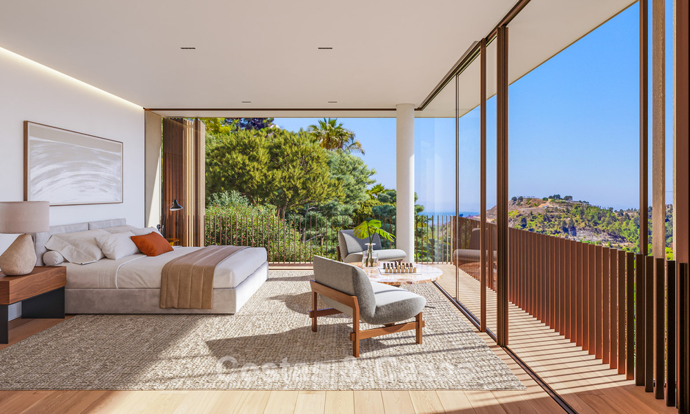 Villa de diseño de vanguardia con vistas panorámicas al mar en venta en El Madroñal, Marbella - Benahavís 801881