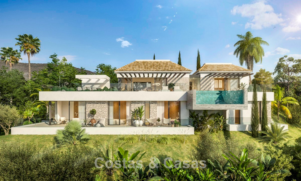 Villa de obra nueva de alta gama con vistas panorámicas al mar en venta en las colinas de Marbella - Benahavís 802120