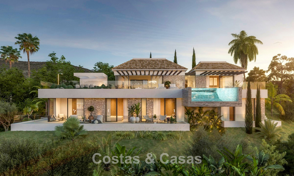 Villa de obra nueva de alta gama con vistas panorámicas al mar en venta en las colinas de Marbella - Benahavís 802121