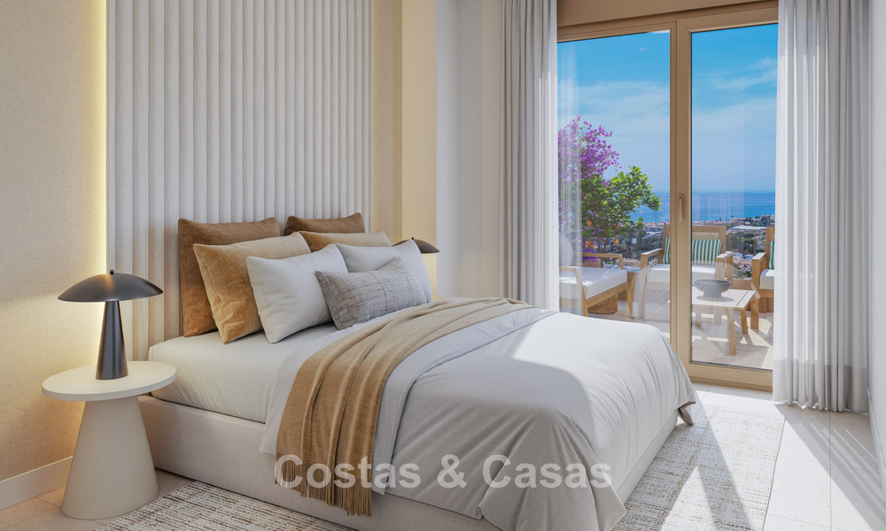 Apartamentos de lujo de nueva construcción con vistas panorámicas al mar en venta en La Cala de Mijas, Costa del Sol 804600