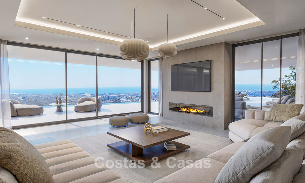 Villa de diseño vanguardista con espectaculares vistas al mar en venta en un exclusivo resort de golf en las colinas de Marbella - Benahavís 806648