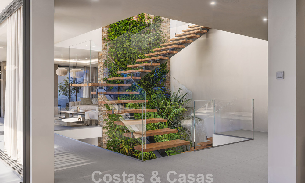 Villa de diseño vanguardista con espectaculares vistas al mar en venta en un exclusivo resort de golf en las colinas de Marbella - Benahavís 806657
